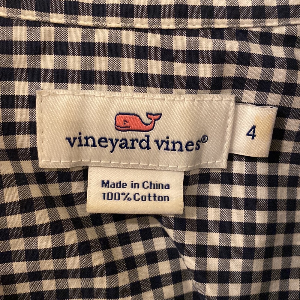 Vineyard Vines Navy Gingham Button Down Euc - image 2